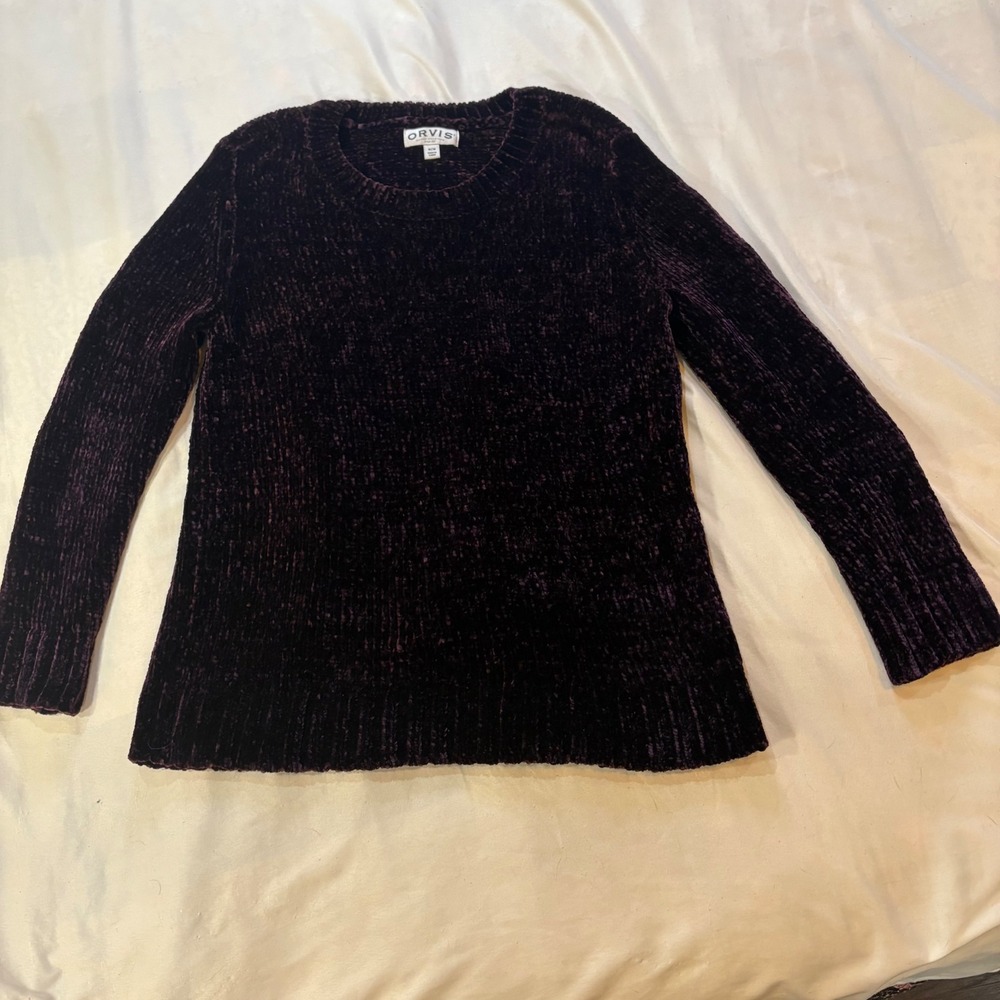Orvis Classic Collection Womens Purple Velvety Soft Crew Neck Sweater Medium‎